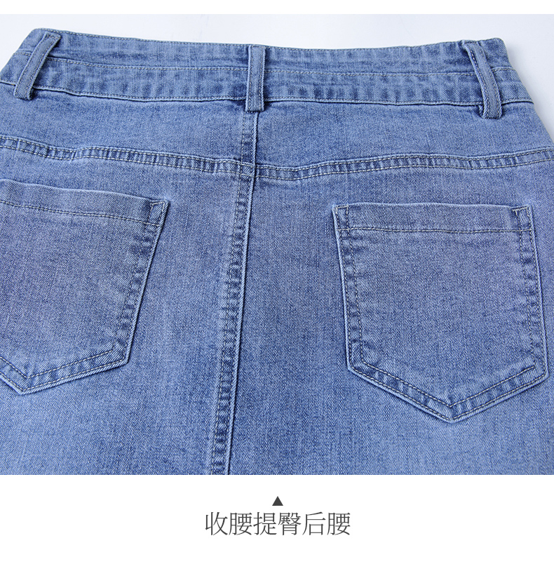 牛仔半身裙女春夏季2023新款休闲时尚百搭显瘦薄款单排扣七分裙子详情18