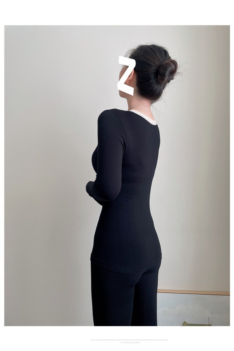 秋衣秋裤女薄款套装保暖内衣女不加绒蕾丝低胸单层性感打底线衣裤详情28