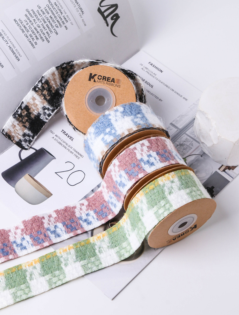 Autumn and winter collection: Gold and silver scallion large check linen woven tape, DIY bow hair accessory, flower gift packaging, clothes and accessories pic 8