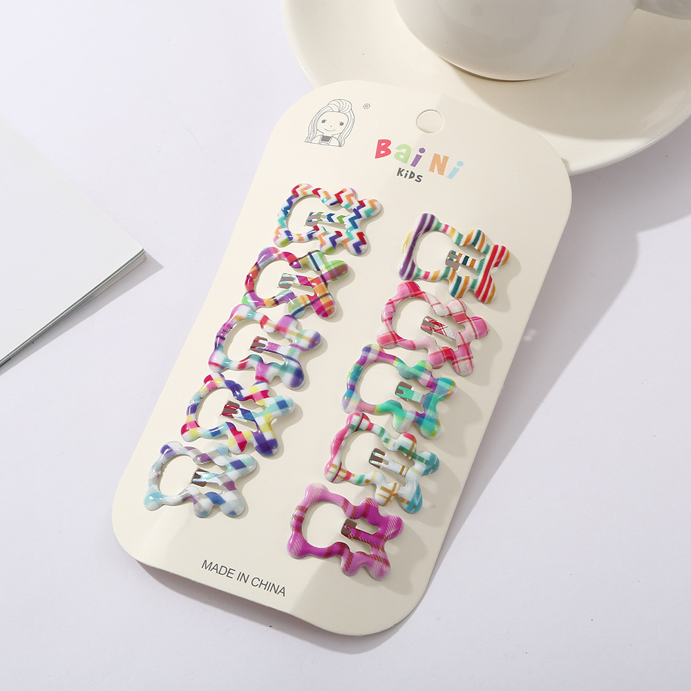 儿童发卡彩色系格纹异形bb夹女童发饰可爱宝宝刘海夹小女孩碎发夹详情9