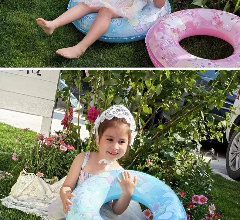 Sanrio printed swimming rings, thickened eco-friendly material, Kulomi children KT cat armpit rings, large-eared dog swimming rings in stock pic 12