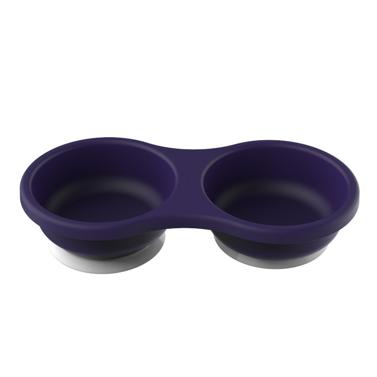 New plastic pp material suction cup pet double-bowl, cat bowl, dog bowl, pet food set with suction cups at the bottom pic 4