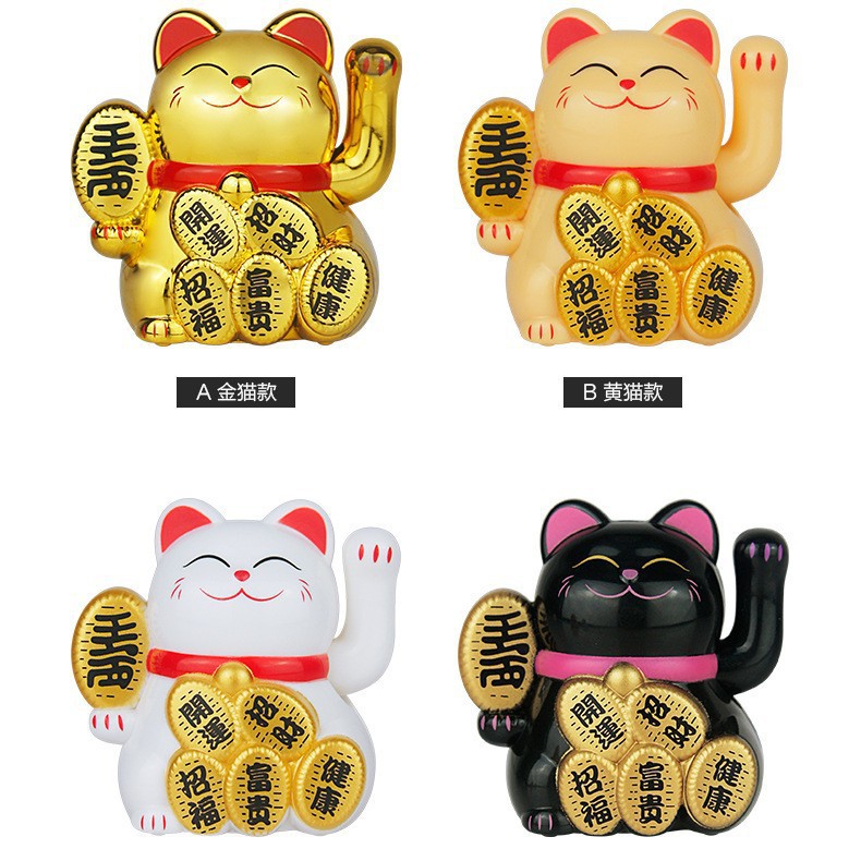 新款招财猫猫摆件太阳能自动摇手汽车装饰摆件工艺学生礼品创意包详情6