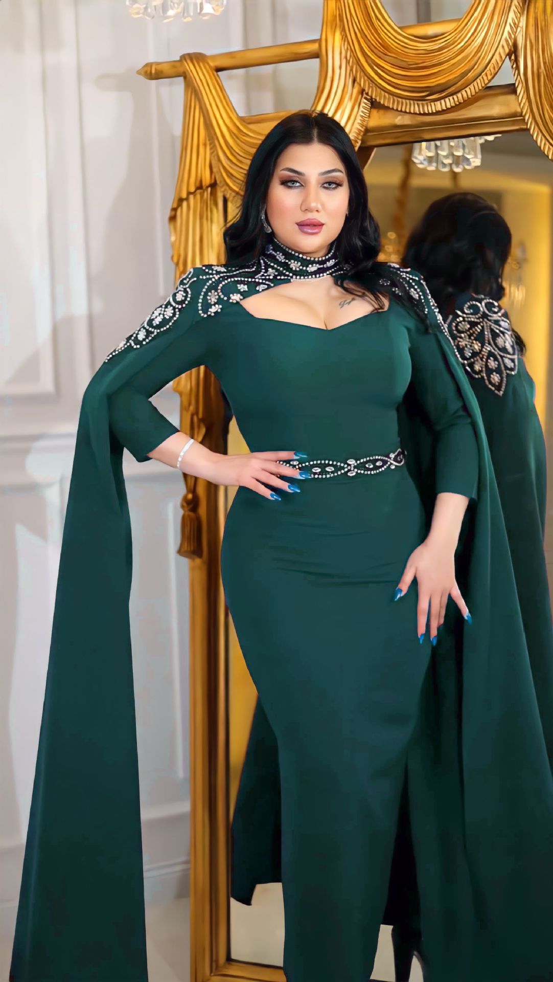 Dubai 2024 Saudi Arabian dress, cross-border Middle East Arab clothing, diamond-encrusted dress, long robe skirt pic 29