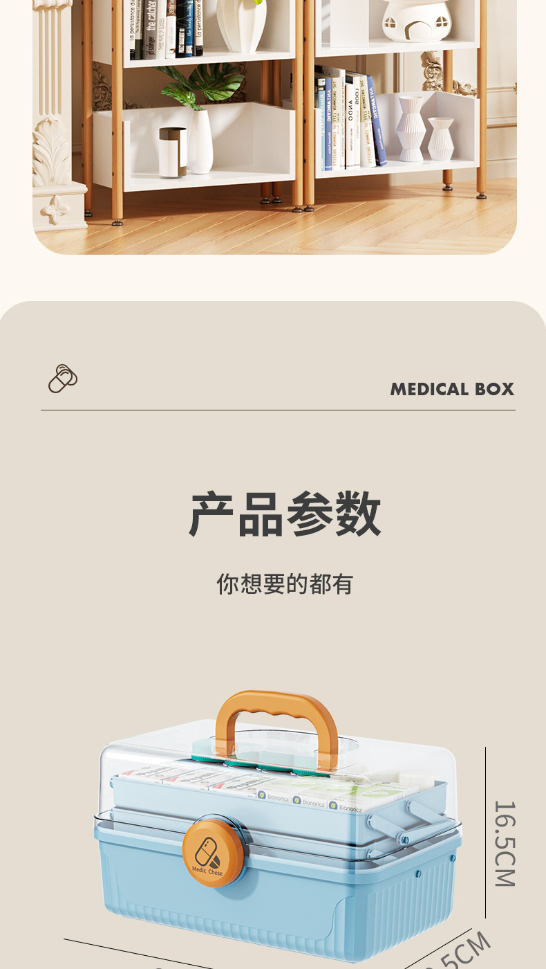 塑料急救箱家用大容量药物收纳盒医疗箱应急医药箱家庭装药箱批发详情15