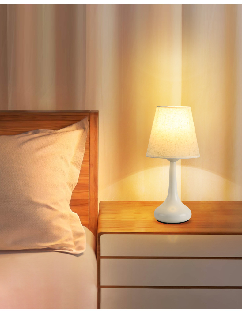 Cross-border fabric bedside lamp, Nordic retro bedside lamp, high-end and warm atmosphere night light pic 14