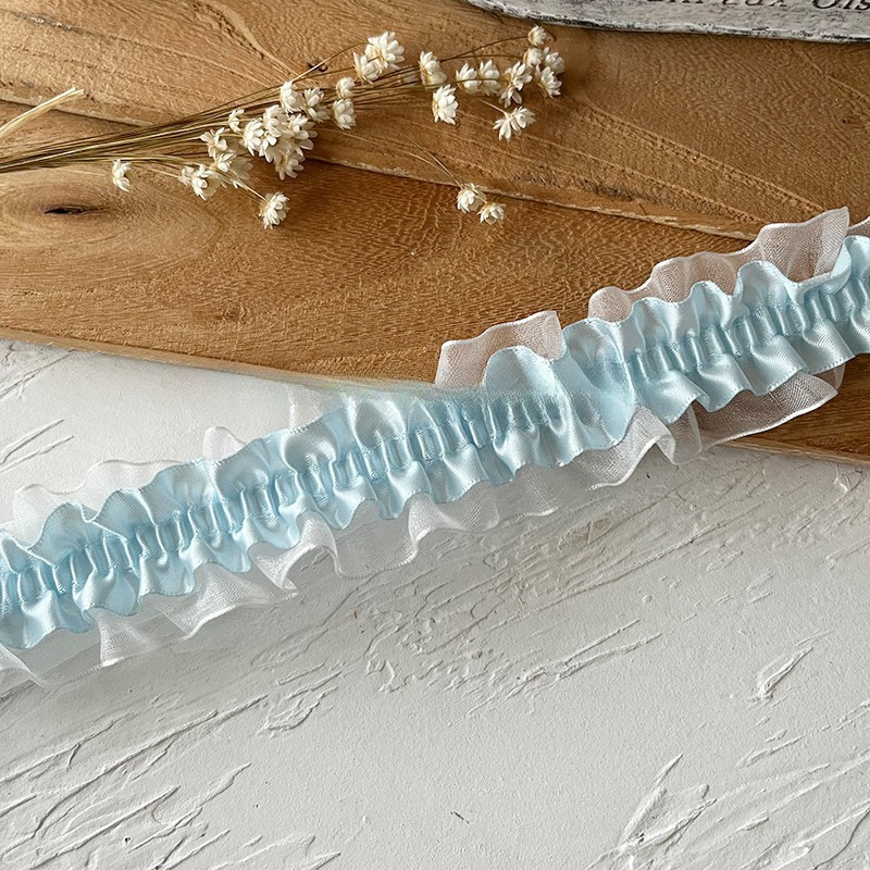 Blue high-end lace trim, hand-decorated skirt hem, garment accessories, pleated, ruffled, wide pic 2