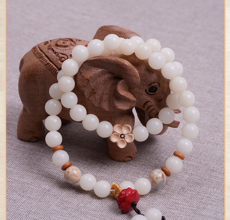 绿松石白玉菩提手串文玩高含量朱砂莲花福袋吊坠新中式男女款手链详情3