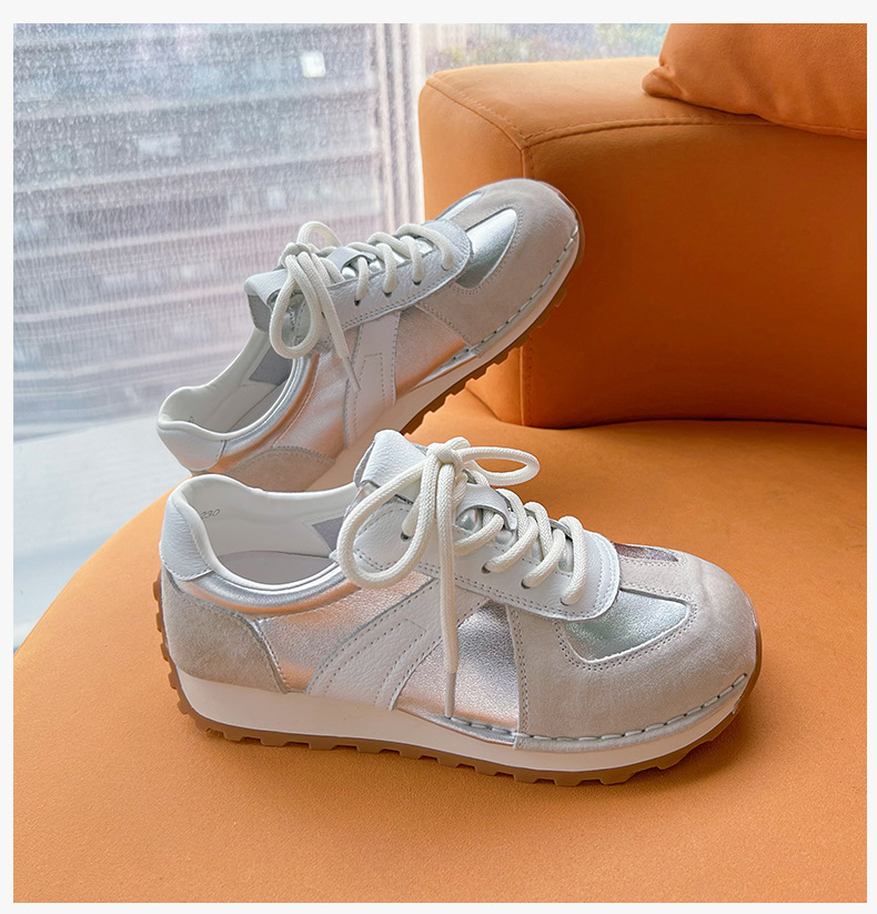 真皮阿甘鞋女2024秋季新款平底运动德训鞋女休闲小白鞋女百搭女鞋详情41