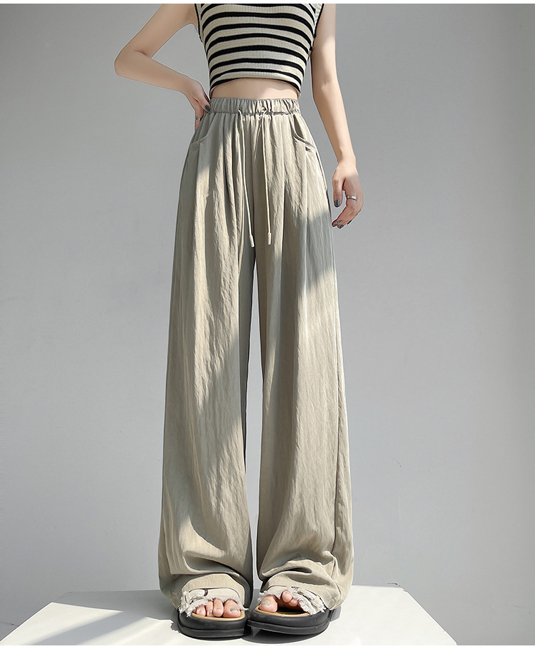 冰丝山本休闲裤女2024夏季新款高腰宽松直筒防晒垂感日系阔腿裤潮详情53