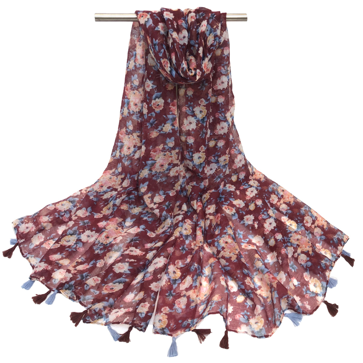 一件代发新款欧美春夏季时尚百搭印花流苏围巾 披肩 跨境专供 工厂批发详情16