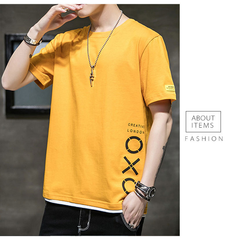 Short-sleeved T-shirt for men, Korean style, summer loose cotton T-shirt, cross-border new style, student bottom layer, half-sleeved shirt pic 36