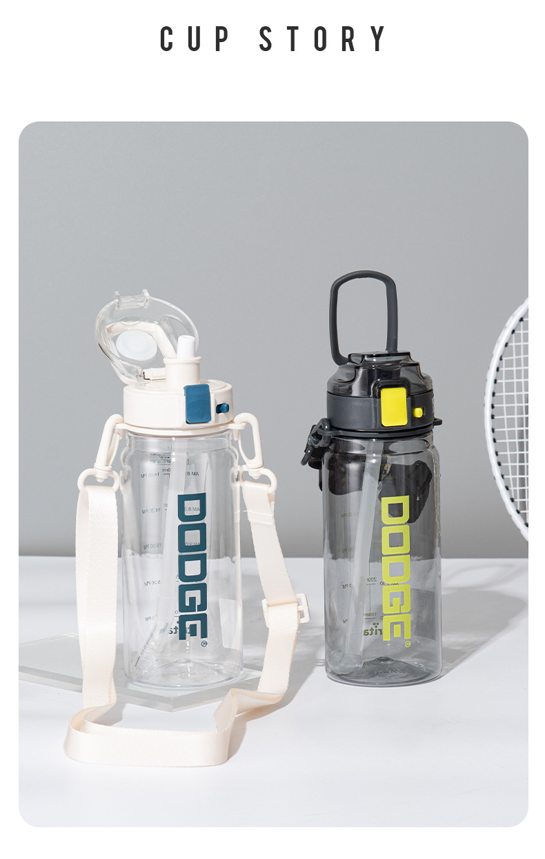 Dodge Tritan Sports Straw Plastic Cup, large-capacity outdoor travel with a pop-up lid, can be carried diagally as a portable water cup pic 5
