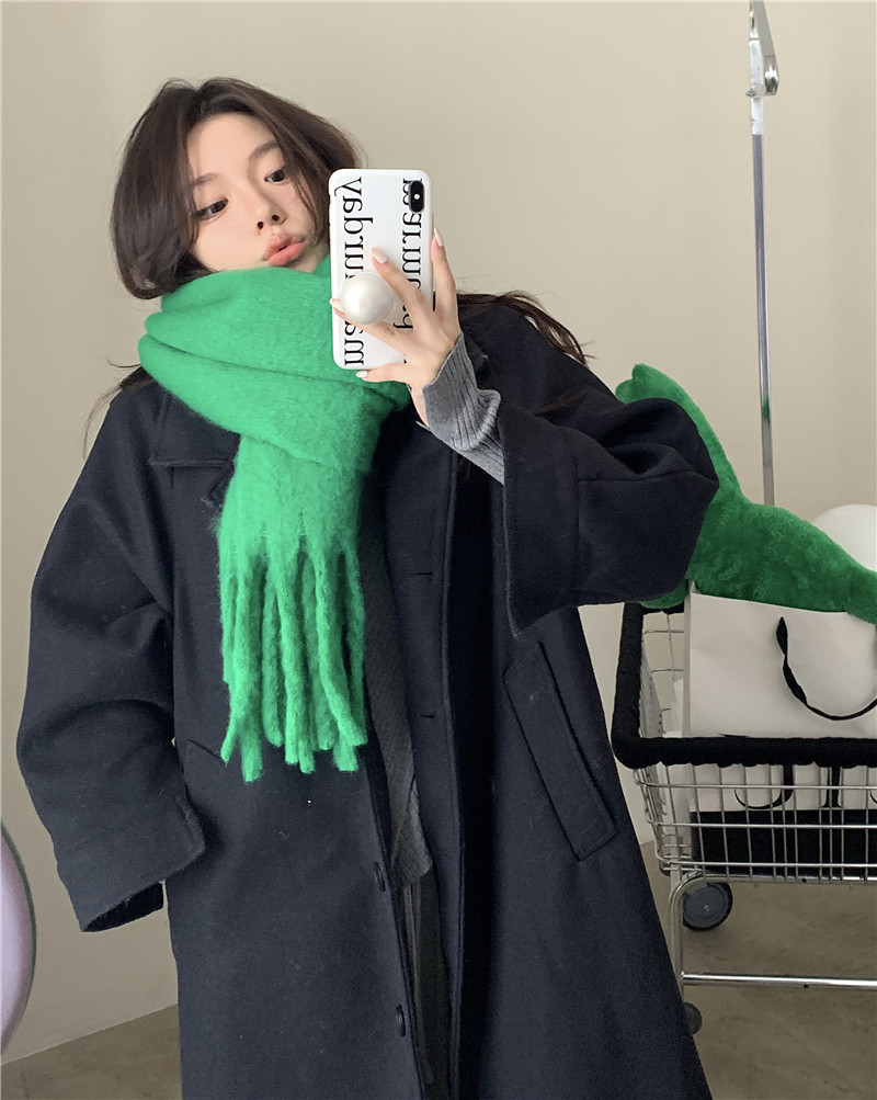 Solid color Korean-style thickened scarf for women 2022 new Korean-style winter scarf for men, versatile shawl scarf in pink pic 11