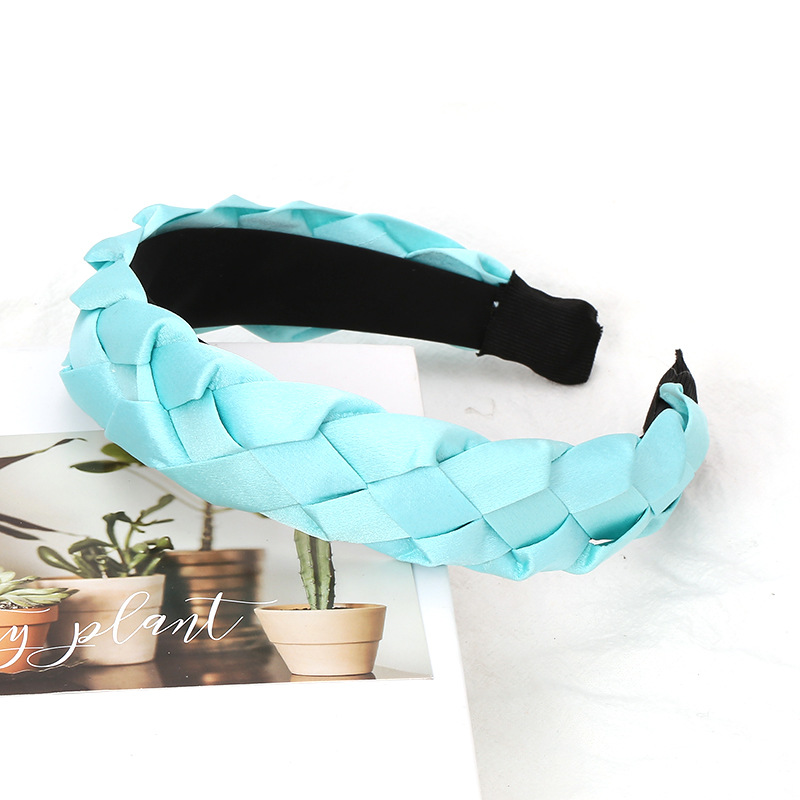 欧美纯色手工编织麻花头箍 亚马逊潮流单色辫子头扣 洗脸压发发饰详情12