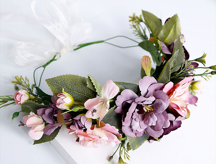 New handcrafted headwear, wedding accessories, tie purple flower headband, festival stage performance hair accessories pic 5