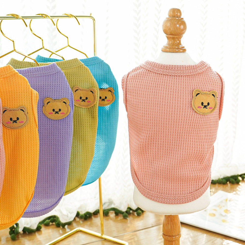 Pet clothing, Waffle bear summer vests, Teddy small and medium-sized dogs, cat and dog clothing manufacturers wholesale pic 2
