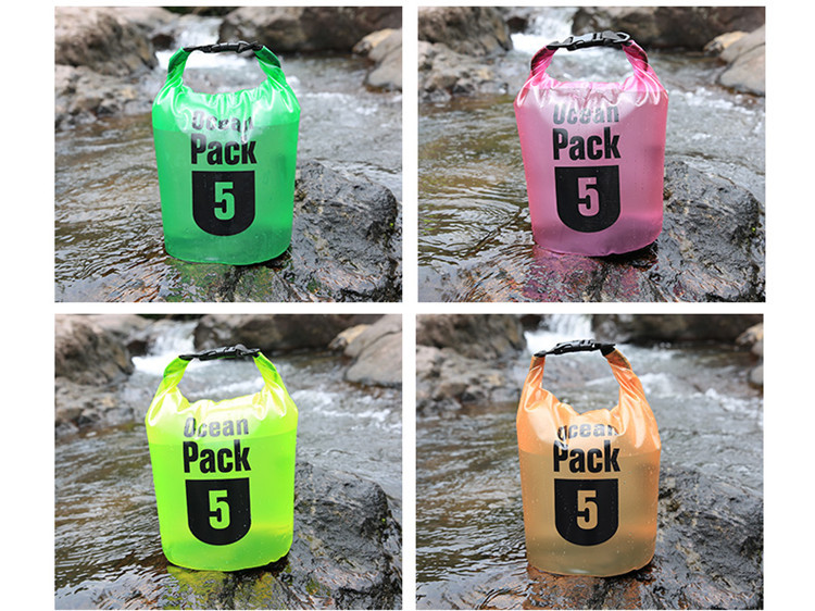 Factory direct supply of outdoor PVC matte semi-transparent waterproof bucket bags, beach clothes, mobile phone folding storage bags, and drift bags pic 16