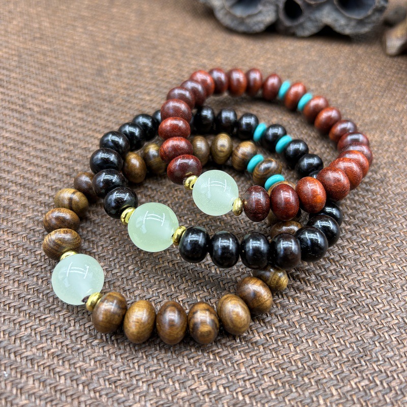 黑檀血檀木算盘珠夜光珠手串直播引流款檀香木文玩佛珠手串批发详情4