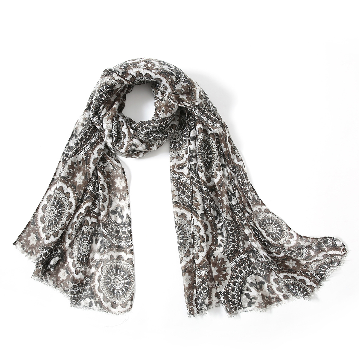 一件代发 新款出口欧美 时尚经典印花棉麻围巾女 披肩 工厂批发详情4