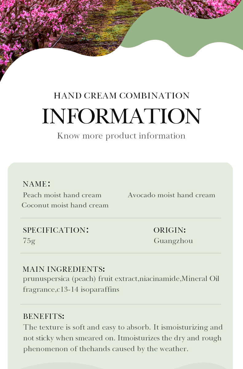 All-english fruit Hand Cream 75g SADOER Avocado Moisturizing Coconut Moisturizing Cross-border Foreign Trade pic 20