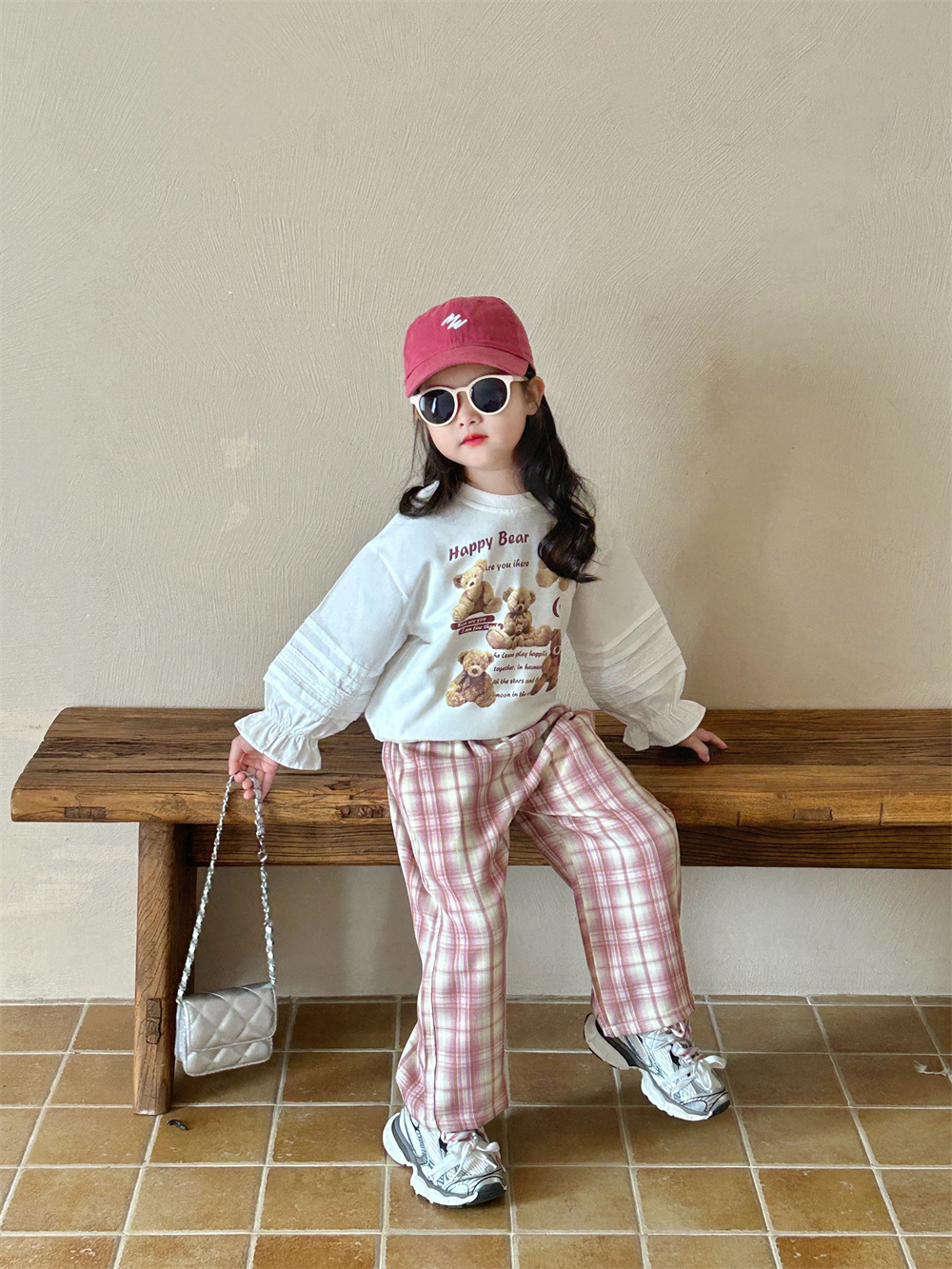 Otoño 2024 nueva chica dibujos animados oso casual sudadera versión coreana de los niños otoño vestido de bebé de aire patchwork top pic 8