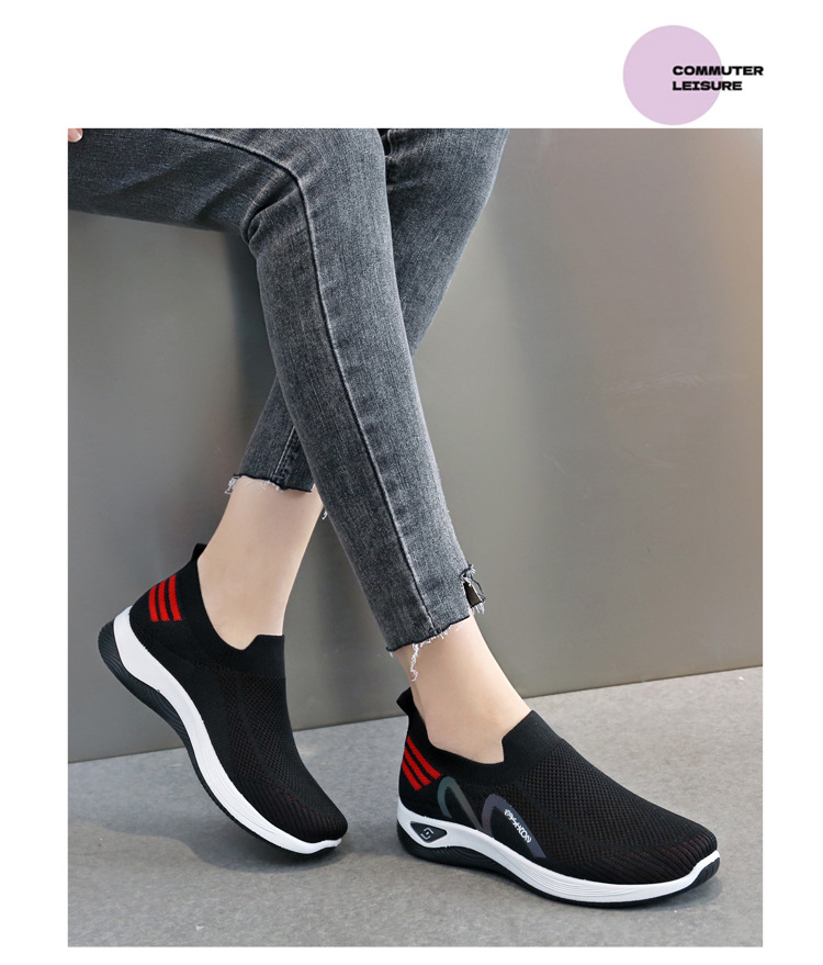 2023新款飞织一脚蹬袜子口休闲女鞋按摩底透气妈妈鞋健步运动鞋详情30