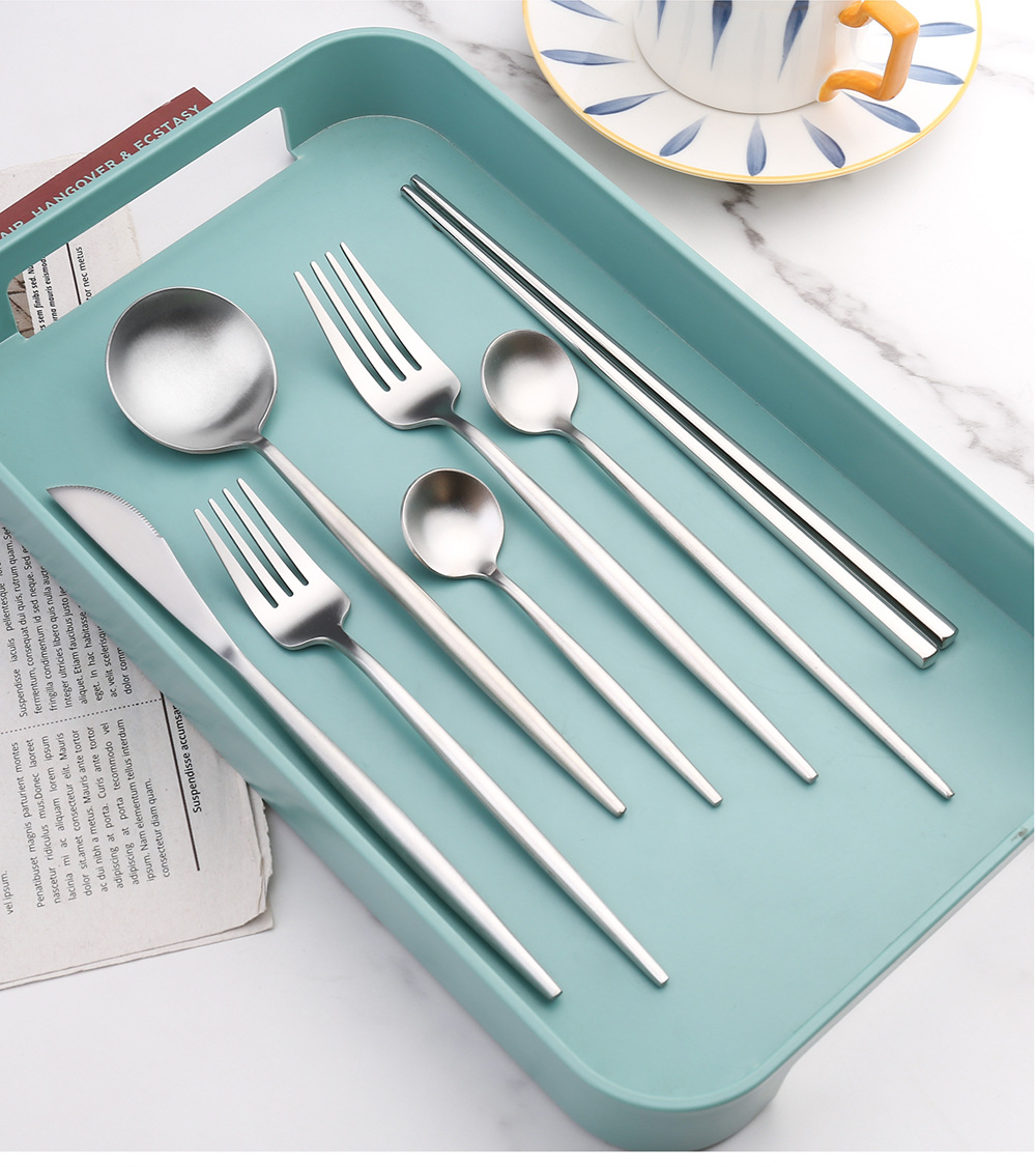 304葡萄牙餐具不锈钢刀叉勺筷套装餐刀茶勺咖啡勺甜品叉子详情9