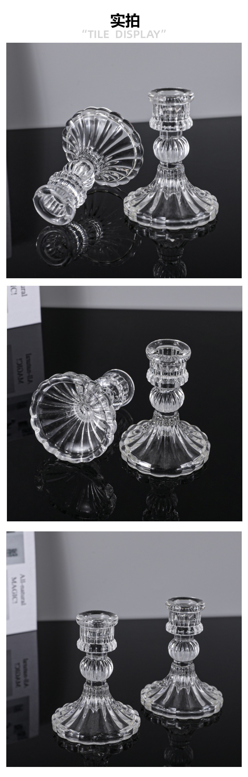 European-style simple ins glass candlestick, romantic and creative home candle base, cross-border dining table candlestick pic 4