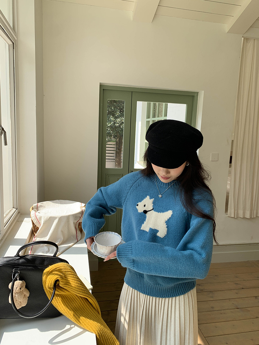 3th Morning North Island Park Korean Style Youthful Dog Embroidered Round Neck Pullover Sweater ZY2381 pic 29