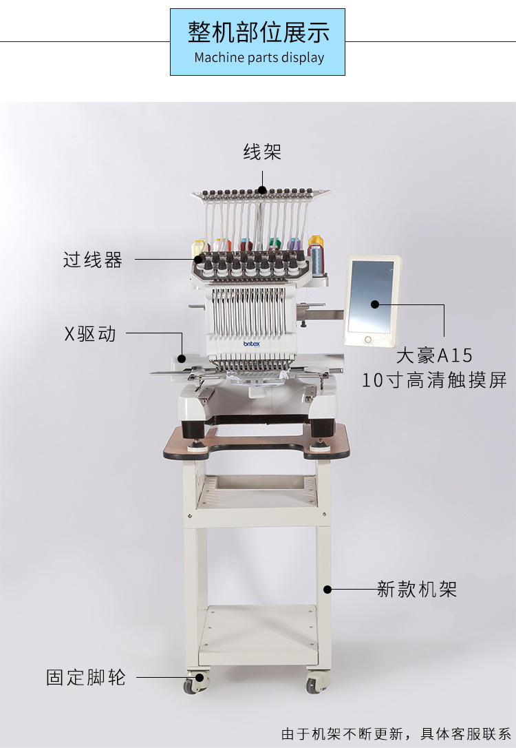New single-head fully automatic computerized embroidery machine, garment embroidery, hat embroidery, multi-functional embroidery machine, 15-color embroidery machine pic 3
