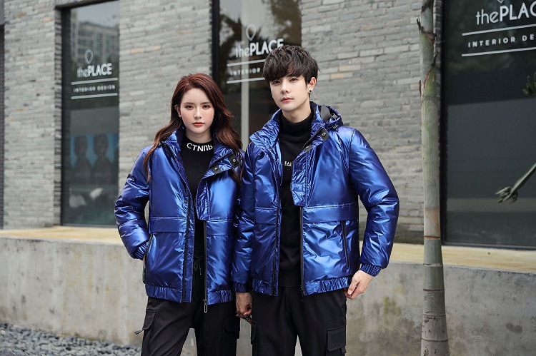 Shiny down jackets for men and women, short Korean-style slimming and thickening, warm, casual and fashionable couple coats, white duck down pic 15