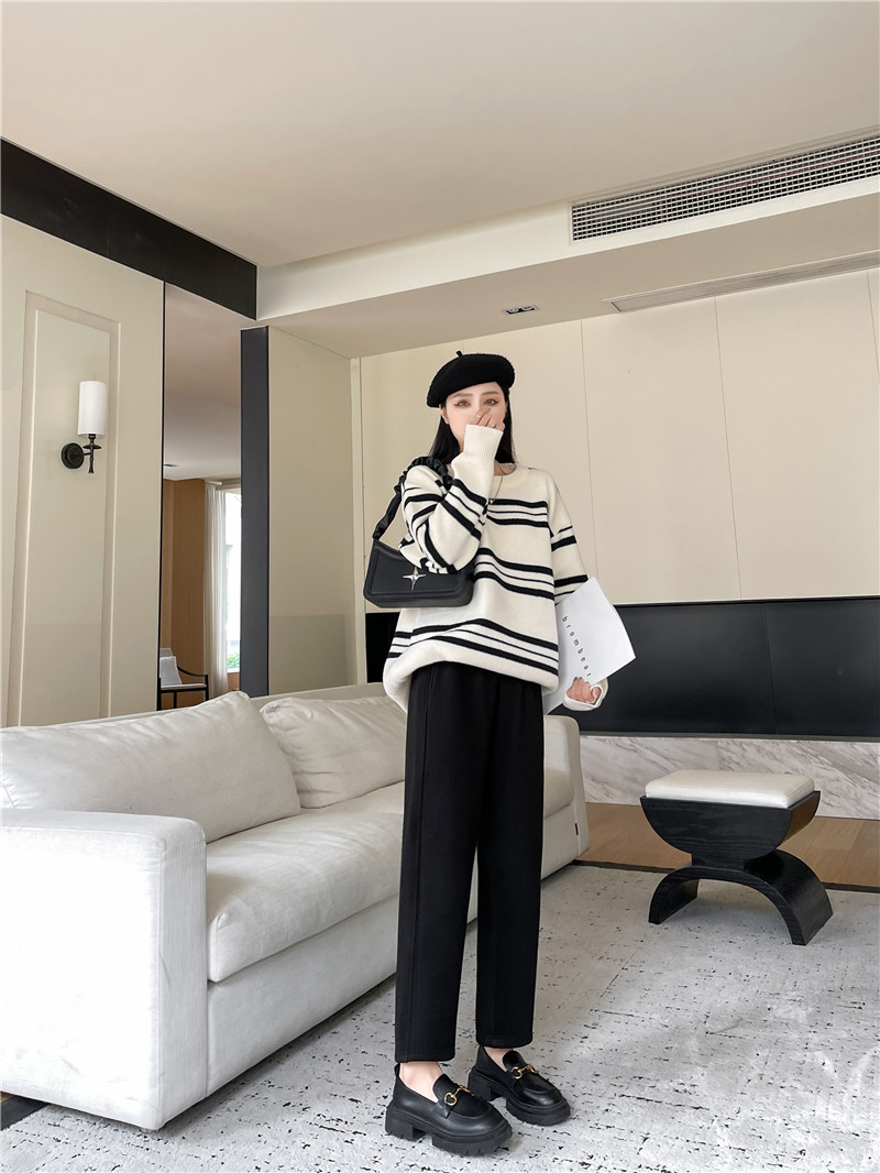 【温暖一条过冬】巨显瘦好搭的毛呢裤女加绒加厚显瘦高腰九分裤详情23