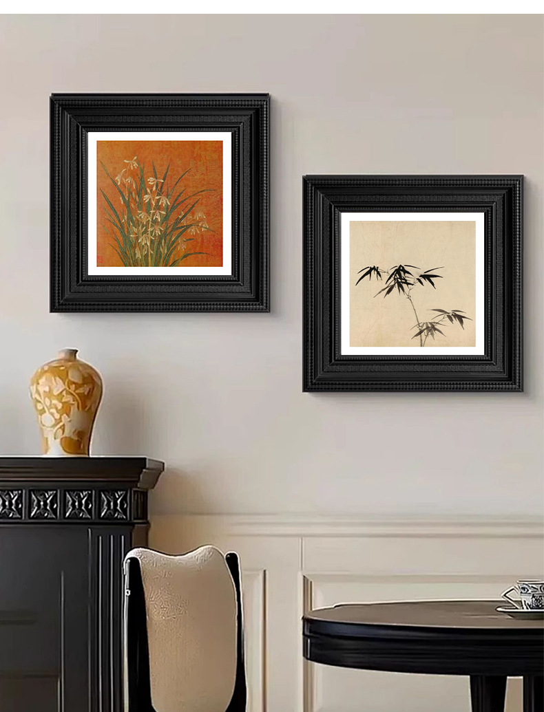 中古风装饰画小红书热款兰花竹子餐厅卧室客厅装饰画样板间挂画详情9