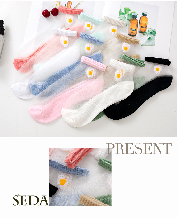 袜子女春夏网红玻璃丝船袜小雏菊女袜水晶丝隐形袜抖音爆款卡丝袜详情7