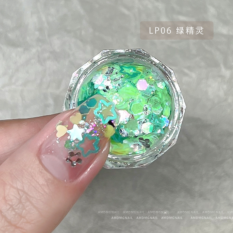 The 2024 new style of nail sequins is a popular and trendy four-star heart-shaped star pink glitter nail decoration for girls pic 7
