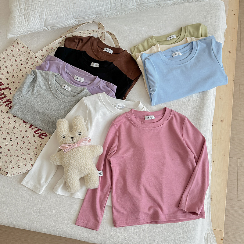 A white long-sleeved loose T-shirt for children, a cute base layer, top and mask T-shirt for boys, girls and babies in spring and autumn pic 4