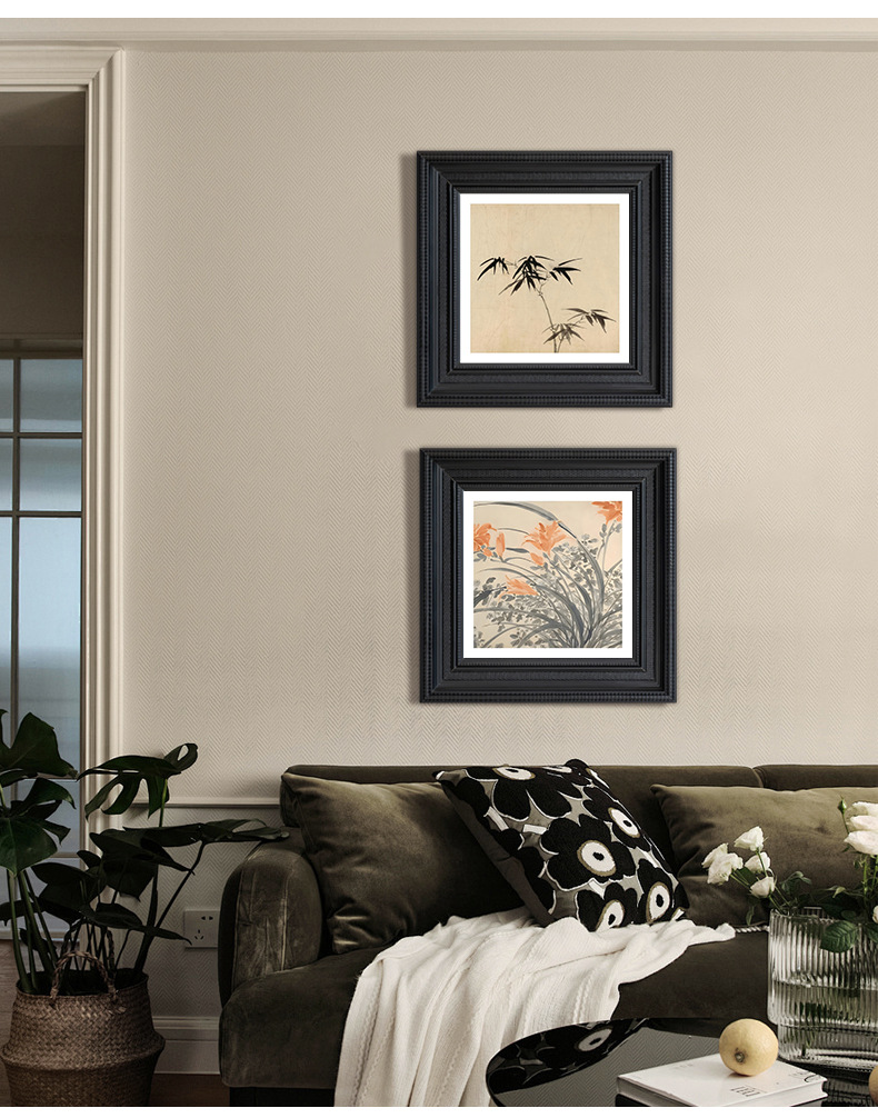 中古风装饰画小红书热款兰花竹子餐厅卧室客厅装饰画样板间挂画详情4