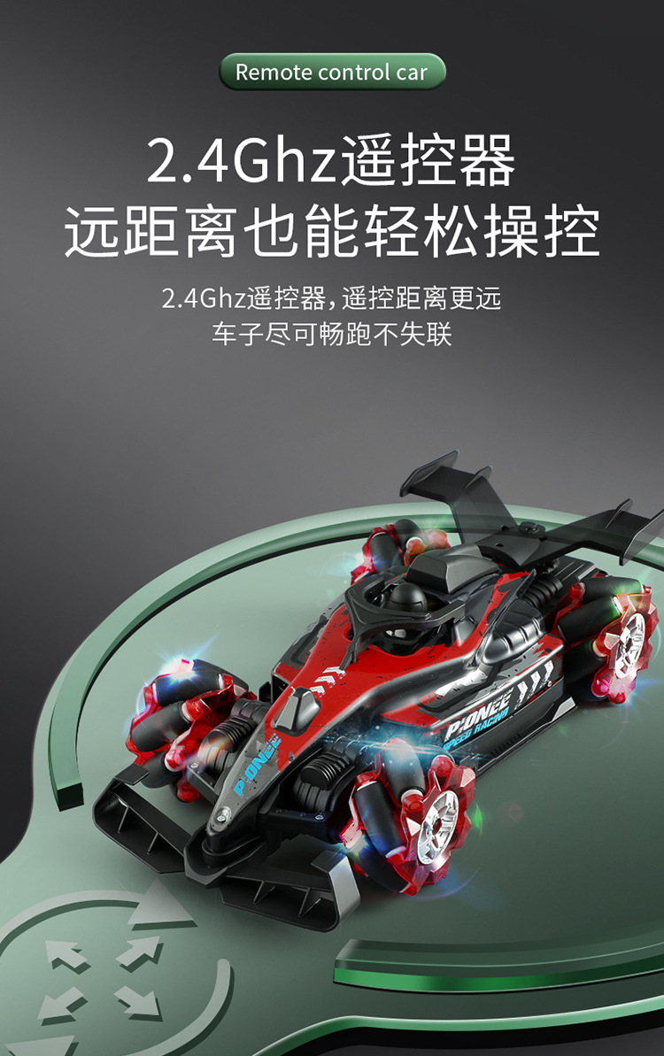 2.4G遥控车F1喷雾音乐赛车儿童特技漂移灯光音乐四驱车玩具礼物详情16