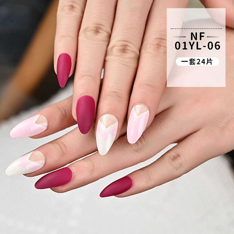 欧美哑光中长款美甲贴片穿戴甲 定制24片盒装美甲片假指甲甲片详情7