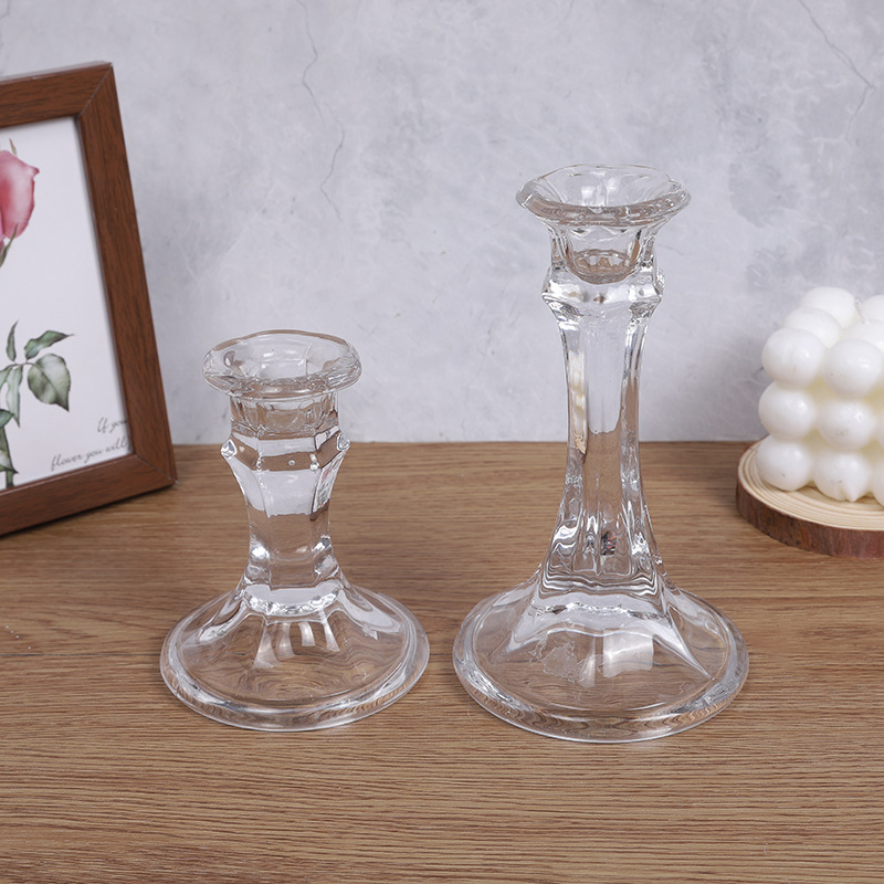 High-end glass candlesticks, dinner candlesticks, glass candlesticks, restaurant candlesticks, glass candle holders pic 5