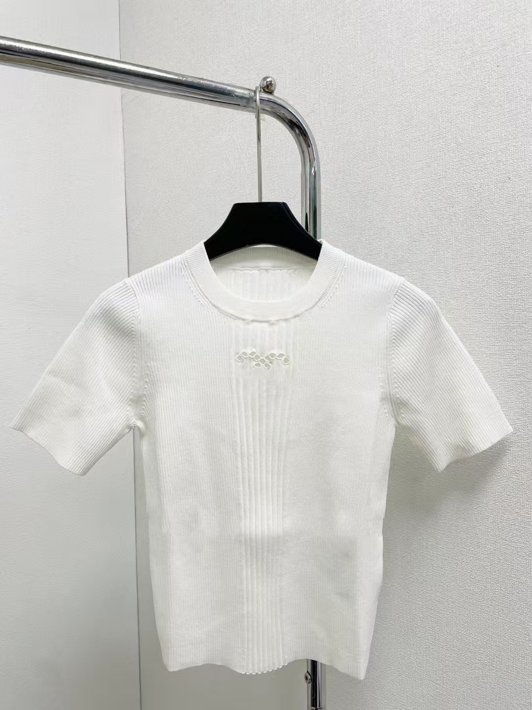 高定小香风双C镂空针织衫短袖25年早春新款修身显瘦百搭短款T恤女详情10