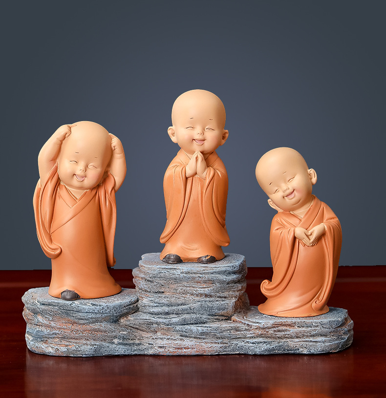 Little Monk decorative items, home creativity, high-end feel, niche resin handicrafts, new office desktop decorations for men pic 20