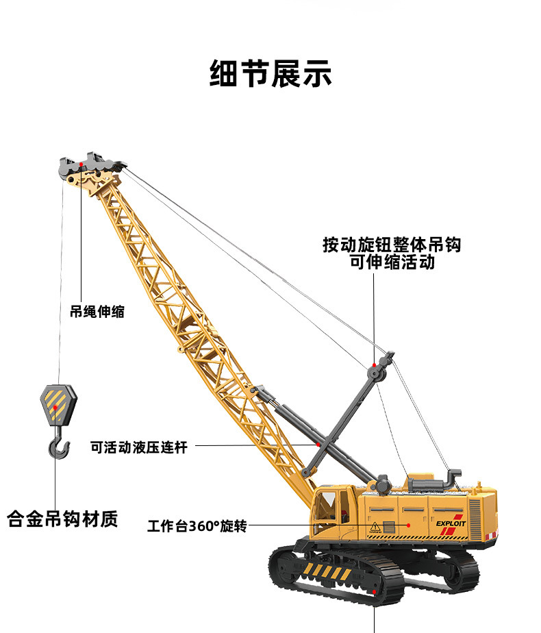 儿童仿真合金工程车模型玩具车吊车推土挖掘机搅拌翻斗消防车批发详情10