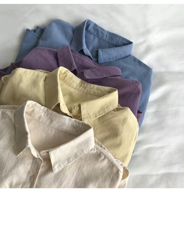 Super comfortable! Pure white washed cotton long-sleeved shirt, a versatile casual jacket for women in spring, cardigan, loose top pic 2