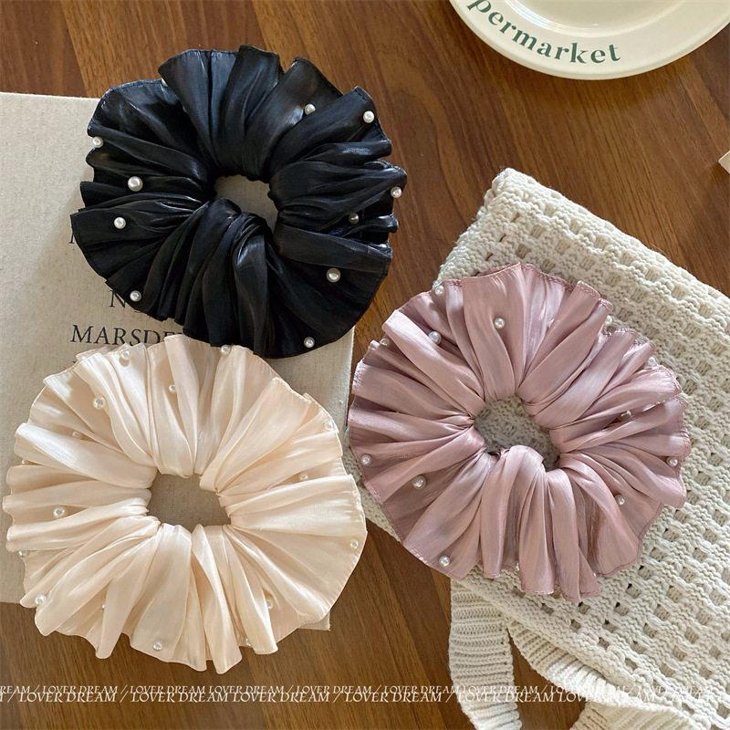 韩国ins新款彩色格纹爱心大肠发圈 甜美可爱头绳扎丸子头头饰发饰详情4