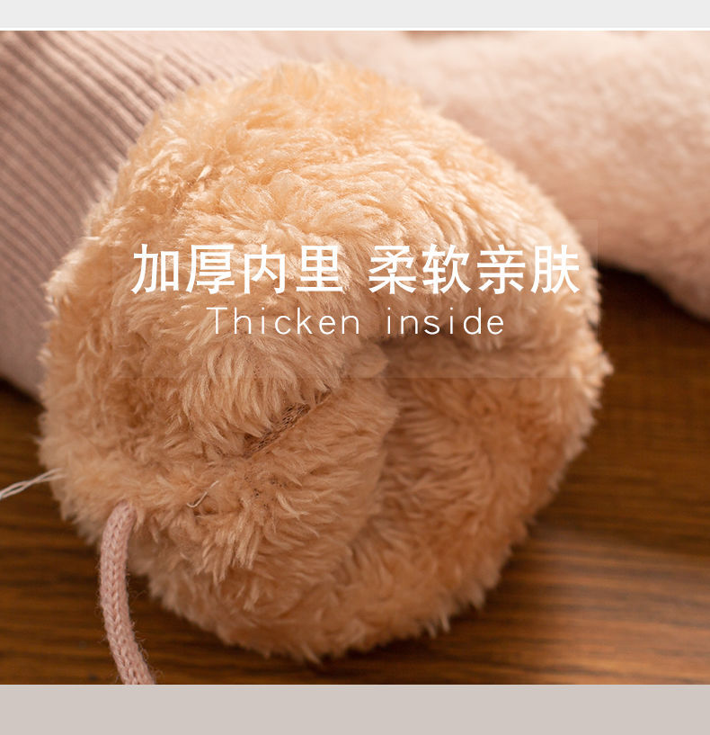 Cute and warm outdoor gloves with flowers in the style of Japanese and Korean ins, thickened and fleece sunflower neck-hanging gloves for autumn and winter pic 4