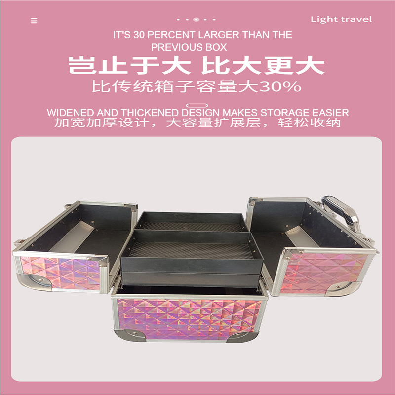 Manufacturer wholesale portable beauty, hairdressing, tattoo, hand-held aluminum alloy nail cases and makeup cases specially designed for home makeup artists pic 6
