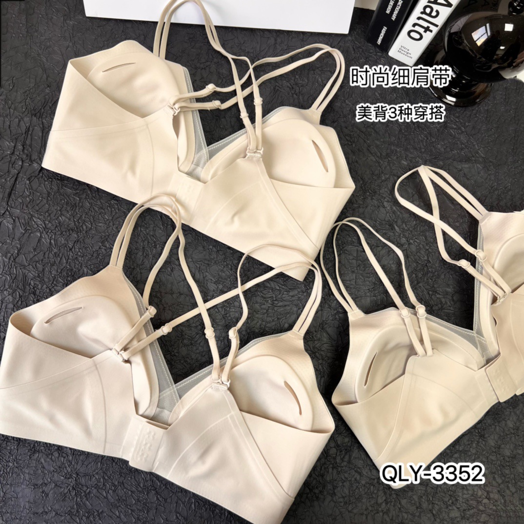 3352无钢圈轻奢感薄杯美背深V聚拢性感无痕提拉网纱简约内衣详情17