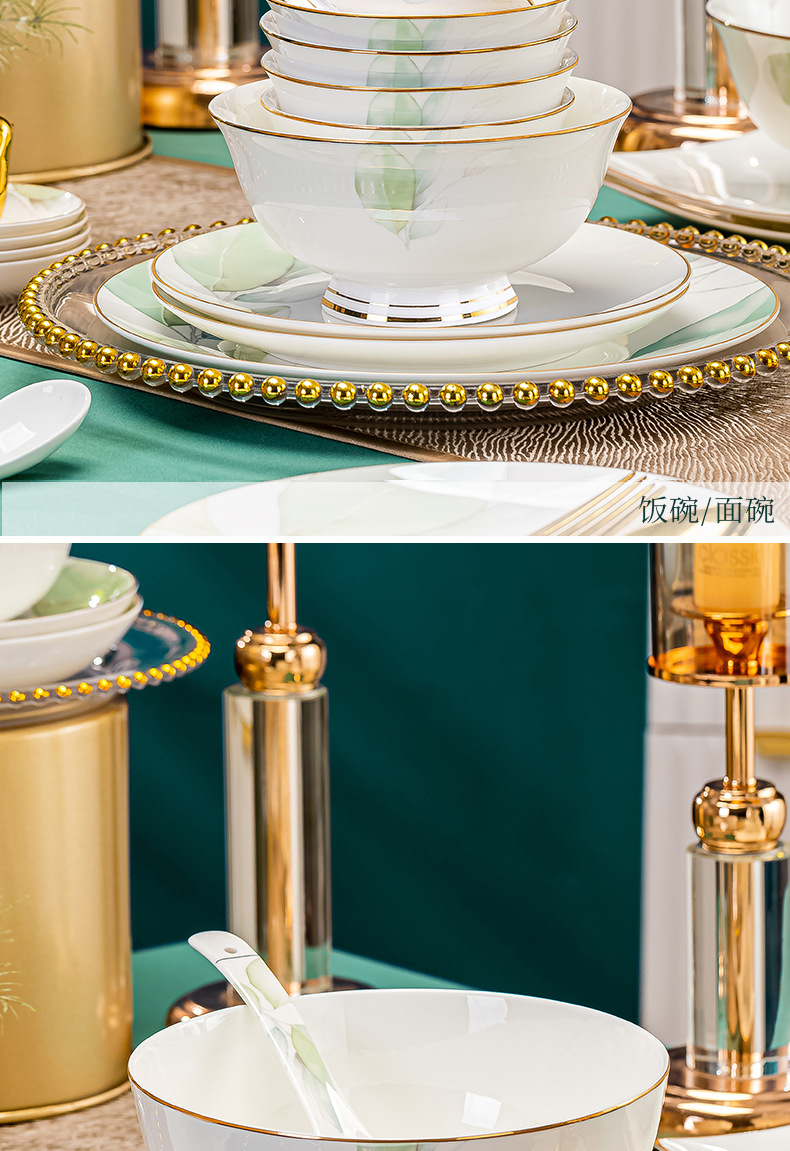 景德镇陶瓷碗碟套装公司礼品LOGO批发欧式碗盘碟组合家用乔迁送礼详情32